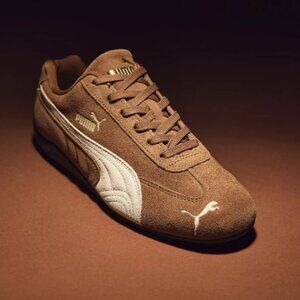Puma Women's Speedcat OG Sneaker color: Haute Coffee-Frosted Ivory